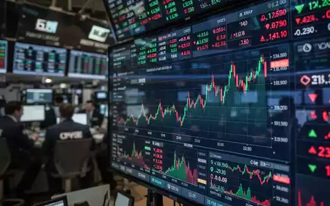Ein Börsenticker zeigt Finanzdaten mit verschwommenem Hintergrund eines geschäftigen Handelssaals. - Foto: über boerse-global.de