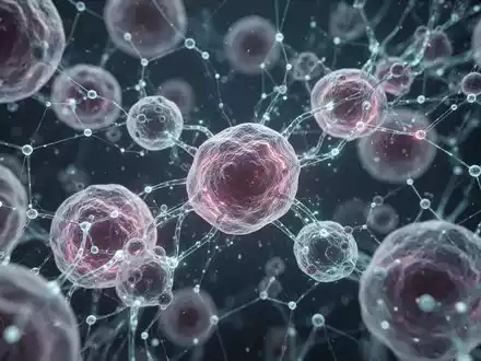 A glowing neural network superimposed on microscopic biological cells, symbolizing AI's role in life sciences and drug discovery. - Foto: über boerse-global.de