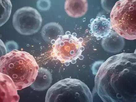 Mikroskopische Ansicht von leuchtenden Nanopartikeln, die mit biologischen Zellen interagieren, symbolisiert eine hohe Ansprechrate. - Foto: über boerse-global.de