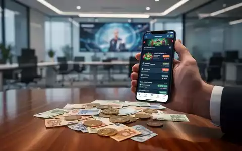 Eine Hand hält ein Smartphone mit einer Wett-App, griechische Euro-Banknoten liegen auf einem Holztisch, im Hintergrund ein Büro. - Foto: über boerse-global.de