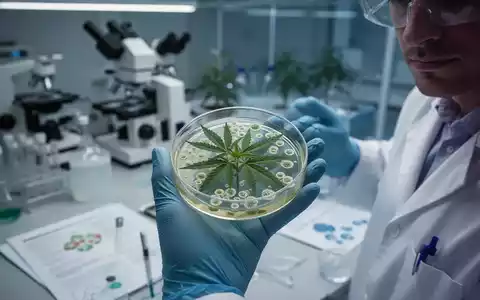 Nahaufnahme einer Cannabis-Pflanzenzellkultur in einer Petrischale, gehalten von einem Wissenschaftler im Labor. - Foto: über boerse-global.de