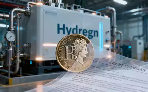 Ein stilisiertes Bild eines Wasserstoff-Elektrolyseurs mit einer britischen Pfund-Münze, teilweise verdeckt von einem Dokument. - Foto: über boerse-global.de
