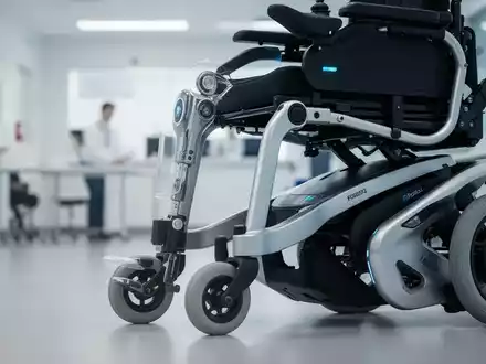 Ein Nahaufnahme eines modernen, elektrischen Rollstuhls mit glänzenden Oberflächen, der technologische Unterstützung für Menschen mit Behinderungen symbolisiert. - Foto: über boerse-global.de
