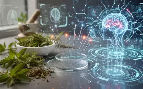 Eine futuristische Darstellung, die traditionelle chinesische Medizin (TCM) mit künstlicher Intelligenz (KI) und Digitalisierung verbindet. - Foto: über boerse-global.de