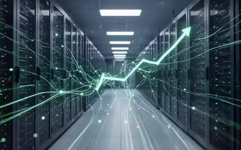 Abstrakte Darstellung von Netzwerkdatenflüssen in einem modernen Rechenzentrum mit leuchtenden Linien und Server-Racks. - Foto: über boerse-global.de