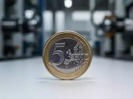 Nahaufnahme einer 50-Cent-Münze auf einer hellen Oberfläche mit unscharfem industriellen Hintergrund. - Foto: über boerse-global.de