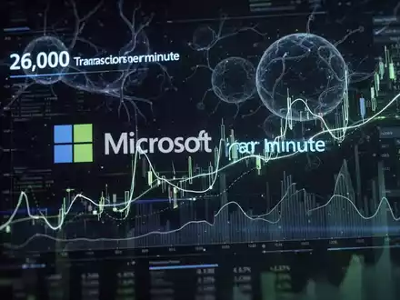 Futuristisches Finanzdaten-Interface mit leuchtenden Linien, die schnelle Transaktionen darstellen, überlagert mit KI-Mustern. - Foto: über boerse-global.de