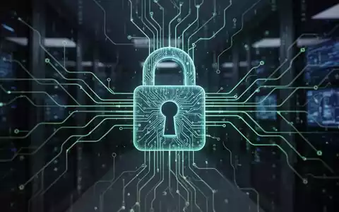 A digital lock icon intertwined with glowing neural network lines, representing AI security and data protection. - Foto: über boerse-global.de