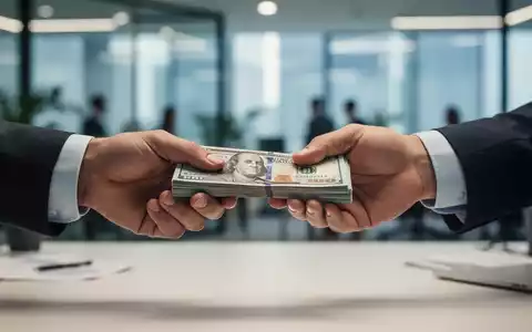 Zwei Hände schieben einen Stapel Geldscheine über einen Tisch, im Hintergrund ein unscharfes modernes Büro. Symbolisiert Gehaltsverhandlungen. - Foto: über boerse-global.de