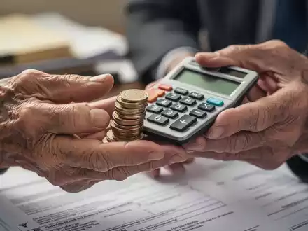 Ältere Hände halten Münzen oder einen Taschenrechner, symbolisierend Einkommen und die Verwaltung von Finanzen im Kontext von Minijobs. - Foto: über boerse-global.de