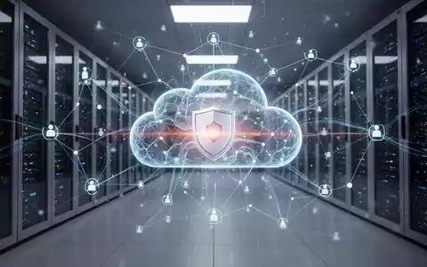 An abstract visualization of secure cloud computing, AI, and interconnected networks, with glowing data streams in a modern data center. - Foto: über boerse-global.de