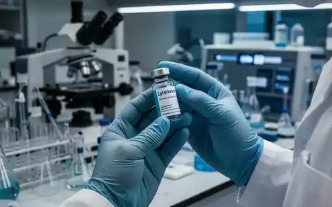 Nahaufnahme einer Wissenschaftlerin, die in einem Labor ein Lytenava-Fläschchen hält, mit verschwommenem medizinischem Hintergrund. - Foto: über boerse-global.de