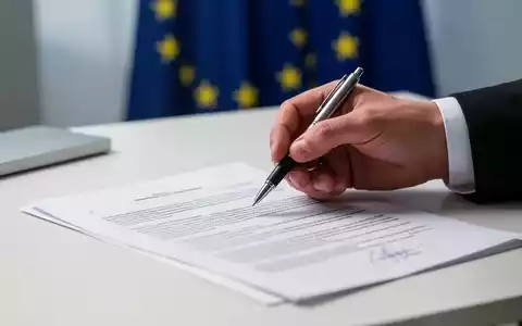 Eine Hand hält einen Stift über Dokumenten mit der Aufschrift „EU-Gesetze“, im Hintergrund verschwommen die europäische Flagge. - Foto: über boerse-global.de