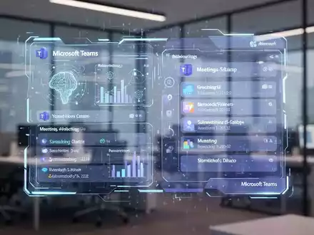 A futuristic holographic interface displaying meeting schedules and data, symbolizing AI automation within Microsoft Teams. - Foto: über boerse-global.de