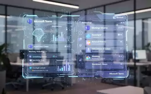 A futuristic holographic interface displaying meeting schedules and data, symbolizing AI automation within Microsoft Teams. - Foto: über boerse-global.de