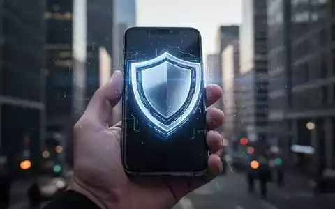 A smartphone with a digital shield icon, held in a hand, symbolizing advanced theft protection and security features. - Foto: über boerse-global.de