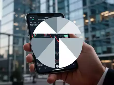 Eine Hand hält ein Smartphone mit einem fallenden Aktienchart vor einem unscharfen Bürogebäude. Symbolisiert Insider-Gewinnmitnahmen. - Foto: über boerse-global.de