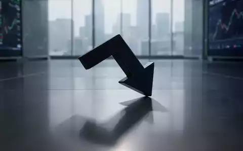 Ein dunkler, fallender Börsenpfeil wirft einen langen Schatten auf eine glänzende Oberfläche in einem modernen Finanzumfeld. - Foto: über boerse-global.de