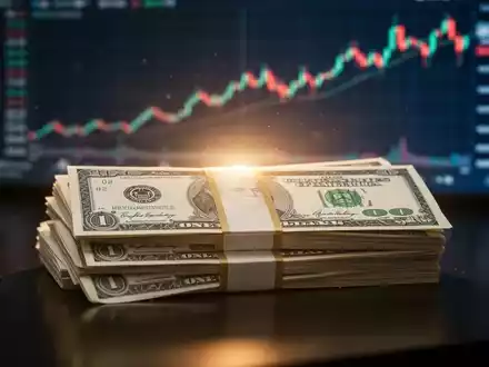 Nahaufnahme von US-Staatsanleihen auf einer polierten Oberfläche, im Hintergrund eine unscharfe digitale Börsenkurve. - Foto: über boerse-global.de