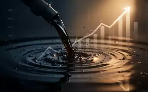 Abstrakte Darstellung fallender Ölpreise mit einer dunklen Flüssigkeit, die sich zurückzieht, und einem subtilen Aufwärtstrend, der die Marktstimmung andeutet. - Foto: über boerse-global.de