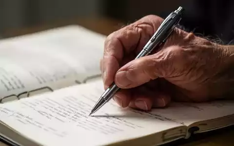 Eine Nahaufnahme einer älteren Hand, die einen Stift über einem Notizbuch hält, symbolisiert geistige Aktivität und Demenzprävention. - Foto: über boerse-global.de