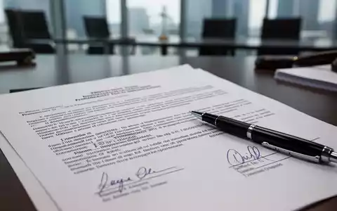 Ein Stift liegt auf einem rechtlichen Dokument oder Vertrag, mit einem unscharfen Hintergrund eines modernen Büros. - Foto: über boerse-global.de