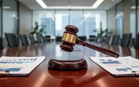 Ein schwerer Holzhammer schlägt auf einen Klangblock auf einem Konferenztisch, umgeben von Geschäftsdokumenten. - Foto: über boerse-global.de