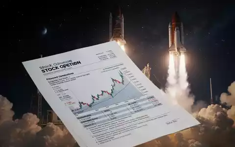 Ein Börsenoptionsdokument mit einer startenden Rakete im Hintergrund, das Finanzen und Weltraumforschung symbolisiert. - Foto: über boerse-global.de