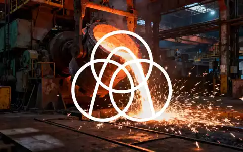 Nahaufnahme von Industriemaschinen in einer Stahlproduktionsanlage, mit fließendem geschmolzenem Metall und Funken. - Foto: über boerse-global.de