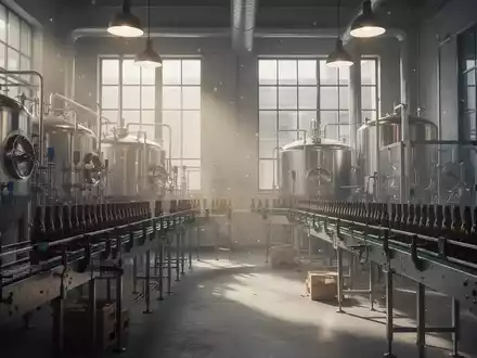 Ein stiller, moderner Brauereibetrieb mit leeren Abfüllanlagen und gedämpftem Licht, das eine melancholische Stimmung erzeugt. - Foto: über boerse-global.de