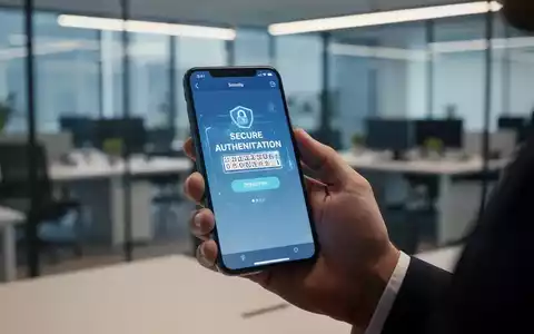 Nahaufnahme einer Hand, die ein Smartphone mit einem Zahlencode für die Authentifizierung in einem Büro hält. - Foto: über boerse-global.de