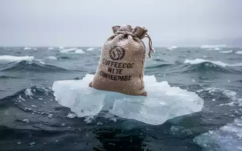 Ein Kaffeesack auf einer Eisscholle im Wasser, was Preisschwankungen und Unsicherheit symbolisiert. - Foto: über boerse-global.de