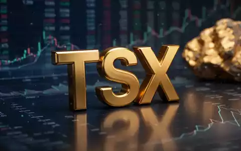 Nahaufnahme eines goldenen TSX-Börsenkürzel-Symbols auf einem dunklen Hintergrund mit unscharfen Finanzdaten. - Foto: über boerse-global.de