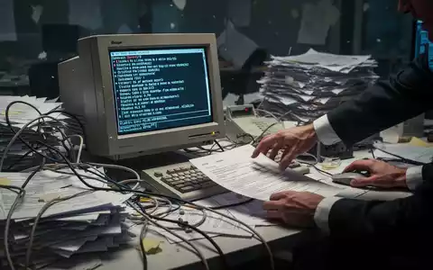 Ein unordentlicher Schreibtisch mit Papierstapeln und einem veralteten Computer, der Ineffizienz und technologische Altlasten symbolisiert. - Foto: über boerse-global.de