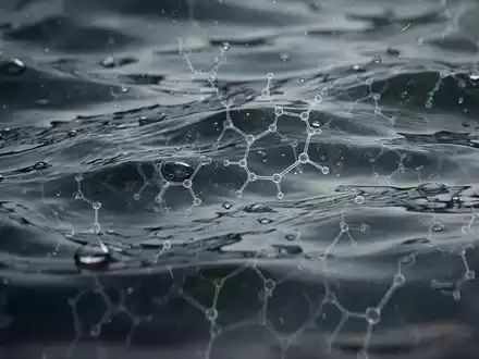 Abstrakte Darstellung von fließendem Wasser mit angedeuteten Mikroschadstoffen, die Industrie und Umweltprobleme symbolisiert. - Foto: über boerse-global.de