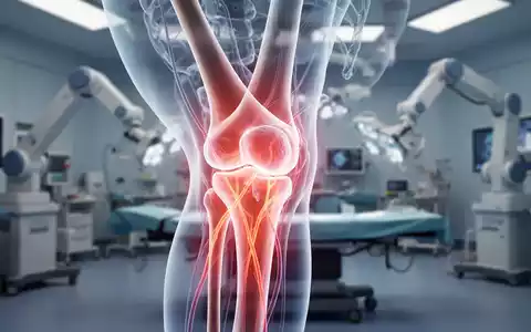 Nahaufnahme eines menschlichen Kniegelenks mit hervorgehobenen Arterien, die auf eine Behandlung gegen Arthrose hinweisen. - Foto: über boerse-global.de