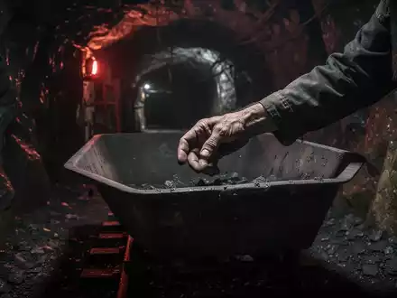 Eine verwitterte Hand greift in einen dunklen, leeren Erzwagen in einem düsteren Minenschacht, der finanziellen Verlust symbolisiert. - Foto: über boerse-global.de