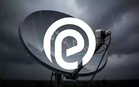 Eine Satellitenschüssel, die eine fallende Börsenkurve bei stürmischem Wetter widerspiegelt und einen starken Rückgang symbolisiert. - Foto: über boerse-global.de