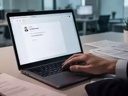 Eine Nahaufnahme einer Hand, die auf einer Laptoptastatur tippt, mit einem E-Mail-Interface auf dem Bildschirm. - Foto: über boerse-global.de