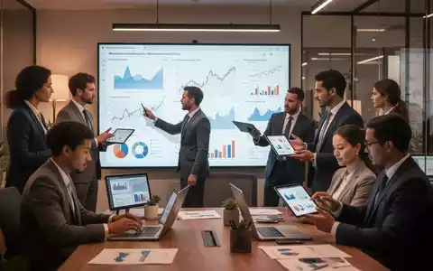 Eine Gruppe von Fachleuten in einem modernen Büro, einige betrachten Diagramme auf einem Bildschirm, andere diskutieren Daten. - Foto: über boerse-global.de
