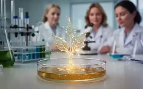 Ein stilisiertes Bild einer Petrischale mit einem leuchtenden Pflanzenextrakt und verschwommenem Laborhintergrund, der Forschung und Gesundheit symbolisiert. - Foto: über boerse-global.de