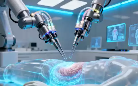 Ein detaillierter Blick auf einen Roboterarm von Intuitive Surgical, der eine bariatrische Operation an einem Modell durchführt. - Foto: über boerse-global.de