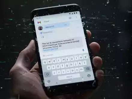 A hand holds a Google Pixel phone showing a Gmail reply screen with a 'Help Me Write' AI prompt, no keyboard visible, suggesting a software bug. - Foto: über boerse-global.de