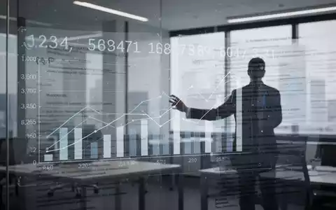 Eine digitale Benutzeroberfläche mit Diagrammen und Zahlen, überlagert mit Texturen von Rechtsdokumenten, im Hintergrund eine Person vor einem Bildschirm. - Foto: über boerse-global.de