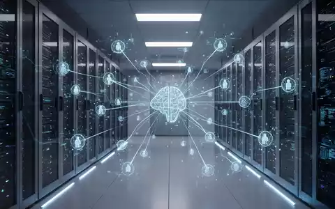 A futuristic server room with glowing blue data lines, symbolizing AI agents automating software development and app creation. - Foto: über boerse-global.de