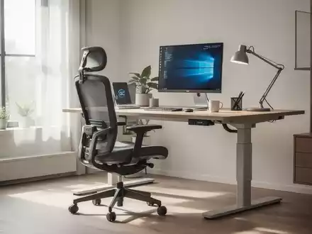 Ein ergonomisch eingerichtetes Homeoffice mit einem höhenverstellbaren Schreibtisch und einem modernen Bürostuhl, beleuchtet von Tageslicht. - Foto: über boerse-global.de