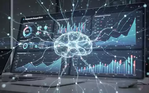 Eine futuristische, leuchtende neuronale Netzvisualisierung überlagert ein minimalistisches Finanz-Dashboard mit Diagrammen und Graphen. - Foto: über boerse-global.de