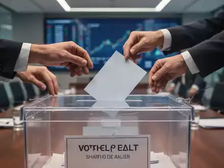 Hände, die Stimmzettel in eine gläserne Wahlurne werfen, symbolisieren Aktionärsentscheidungen und Corporate Governance bei Volkswagen. - Foto: über boerse-global.de
