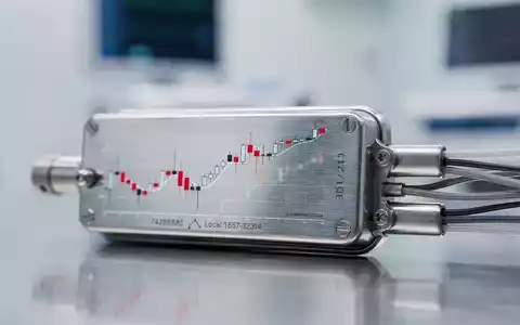 Ein modernes medizinisches Gerät mit der Spiegelung eines fallenden Aktiencharts auf seiner Oberfläche, in einem sterilen Umfeld. - Foto: über boerse-global.de