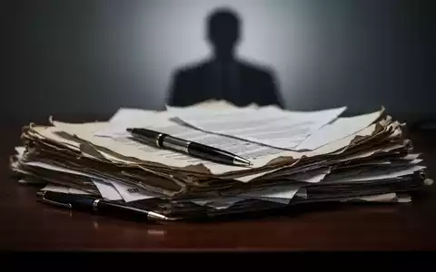 Ein Stapel alter juristischer Dokumente und ein Stift auf einem dunklen Holztisch, im Hintergrund eine unscharfe Silhouette. - Foto: über boerse-global.de